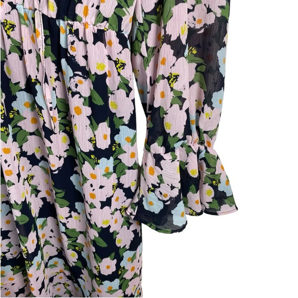 J. Crew Mercantile Drapey Floral Tie-Front Dress in Blue/Purple Size XS - Picture 12 of 15